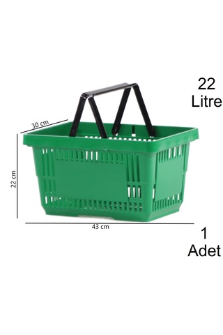 22 Litre Plastik Market Alışveriş El Sepeti Yeşil 1 Adet / En:30 Boy:43 Yükseklik:22 Cm Yeşil