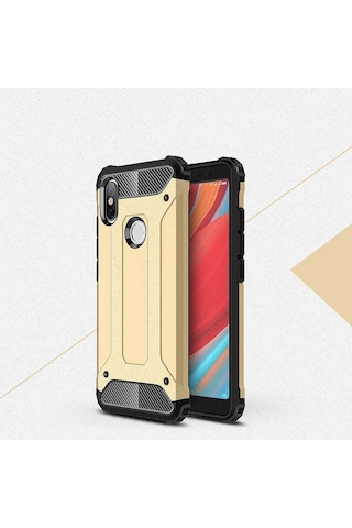 Noktaks - Xiaomi Uyumlu Xiaomi Redmi S2 - Kılıf Çift Katman Zırh Tank Crash Military Kapak - Gold