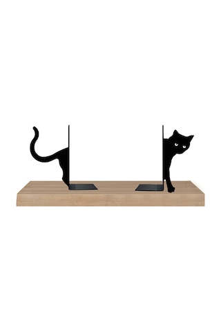 Hobi Demir Sanat Kedi Figürlü Dekoratif Metal Kitap Tutucu