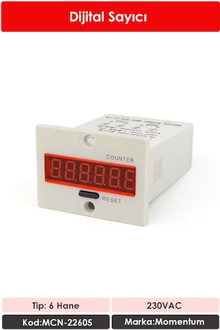 Momentum Dijital Sayıcı Resetli 6 Hane 220VAC MCN-22605