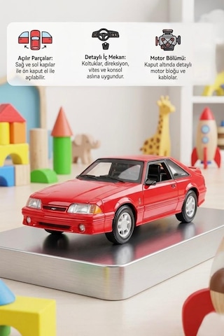 Maisto Lisanslı 1993 Ford Mustang Svt Cobra 1:24 Kapıları Ve Kaputu Açılan Metal Model Araba