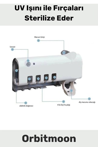 Yeni Seri Güneş Enerjili Usb Şarjlı Diş Macun Sıkacağı Sterilizatörlü 4 Adet Diş Fırçalığı Tutucu Çok Renkli