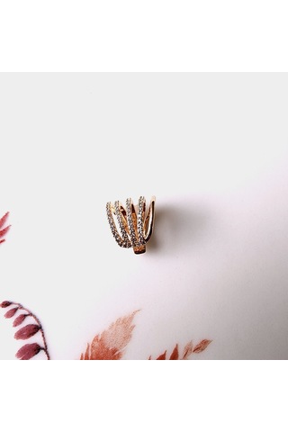 Çoklu Earcuff Gold Renkli Sıkıştırmalı Kıkırdak Küpesi Renkli
