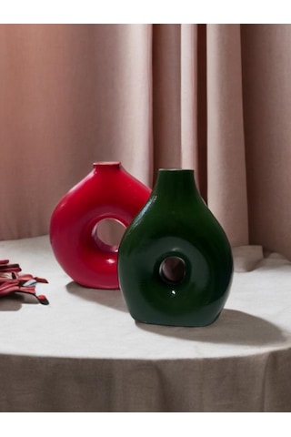 Cottonova Cb08 Dekoratif Çiftli Vazo Çok Renkli