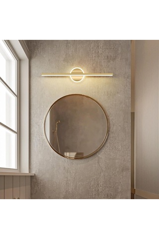 Teknozeel Modern Dekoratif Led Günışığı Duvar Ayna Resim Aplik Aydınlatma 38cm Eskitme Pil Dahildir Gold Sarı