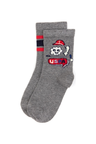 U.S. Polo Assn. U.s. Polo Assn. Erkek Çocuk Gri Melanj Çorap Soket 50318054-vr086