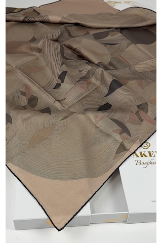 Aker Bosphorus Çift Taraflı İpek Twill Eşarp 89147112 Yeşil-somon