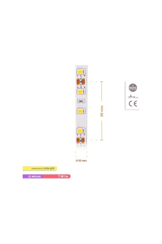 ACK Şerit LED 60 Led'li 3000K Günışığı 7W 5 Metre AS01-00800