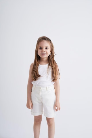 Oliventhekid Taşlı Detaylı Kız Çocuk Şort Beyaz Beyaz