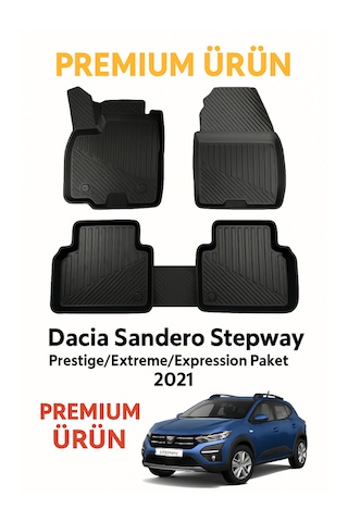 Dacia Sandero Stepway 2021+ Araca Özel Bardaklıklı 3d Havuzlu Paspas
