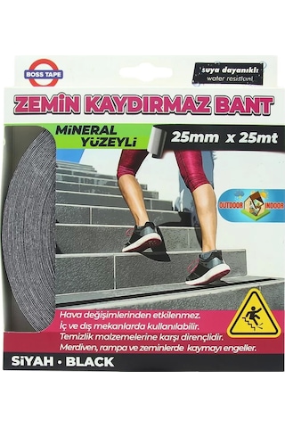 Boss Tape 2879 Zemin Merdiven Kaydırmaz Bant 25mmx25m Siyah