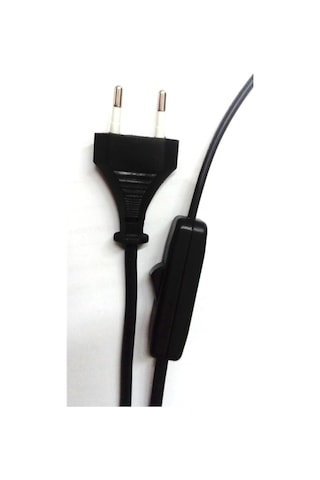 Siyah 2 Metre Abajur Lambader Kablosu Fişli Arapuarlı