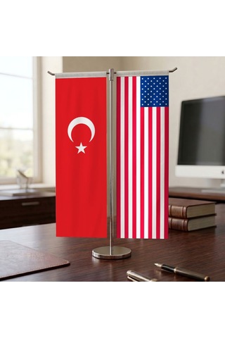 Amerika Birleşik Devletleri Ve Türk Bayrağı Kırlangıç T Tipi Masa Bayrak Takımı Diğer
