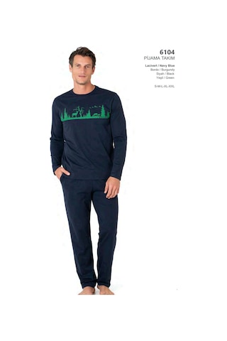 Pierre Cardin 6104 Erkek Uzun Kollu Bisiklet Yaka Pijama Takımı-lacivert Lacivert