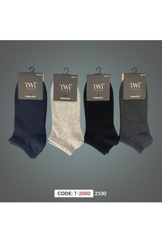 Pamuk Patik Düz Paket Karışık Çorap 12'li - Karışık Antrasit