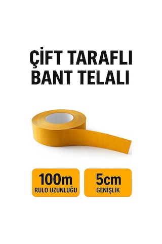 Telalı Çift Taraflı Bant 100 Mt Uzunluk, 5 Cm Genişlik