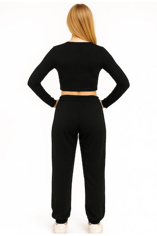 Axxel Kadın Siyah Krep Kumaş Eşofman Altı-p2153 Siyah