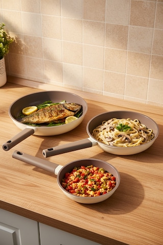 Bernardo Chef Döküm 3 Parça Tava Seti Krem Krem