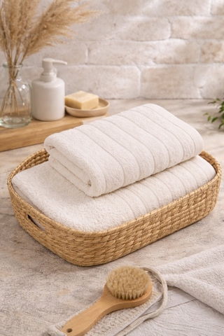 Violeta Model 2'li Banyo Havlu Seti Krem