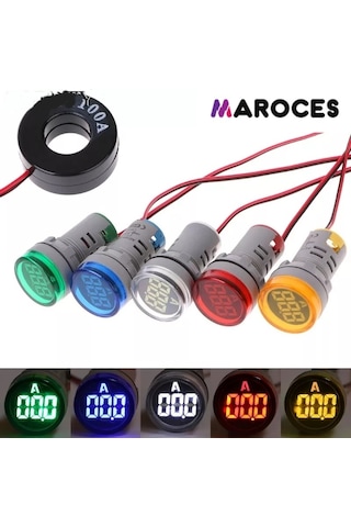 22Mm Dijital Ampermetre 0-100A Arası Ac Ampermetre Kırmızı