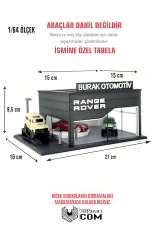 1/64 Ölçekli Range Rover Diorama Tasarımlı Araç Sergileme Garajı 3d Baskı