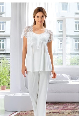 Birolgaye Duchesse 3008 Ecru Hamile Lohusa 3 Lü Pijama Sabahlık Tk (535994761)