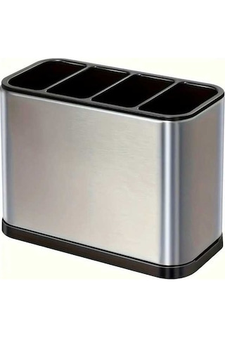 Trendooze Gaojunshop01 1 Paslanmaz Çelik Çatal Bıçak Kutusu, 4 Bölme, Gümüş Renk Gümüş