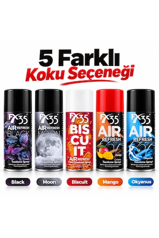 5'li Ortam Tazeleme Spreyi Seti Araç Ve Oda Kokusu Black, Moon, Biscuit, Mango, Okyanus
