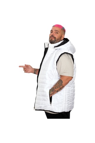 Mode Xl Battal Beden Erkek Kapitone Yelek 25709 Ekru