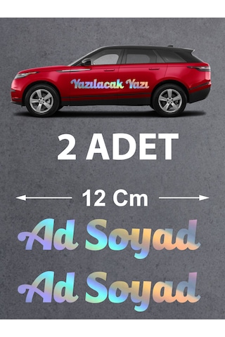 Kişiye Özel Ad Soyad Sticker 2 Adet - Araba Oto Motosiklet Karavan Sticker - 00096 12 Cm