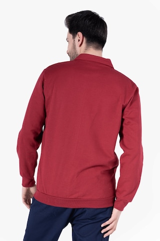 İki İplik Polo Yaka Cepli Sweatshirt Bordo