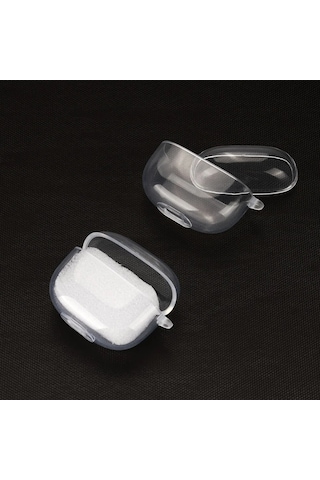 Huawei Freeclip 2 Kulaklık Uyumlu Mat Silikon Kılıf + Kanca Şeffaf