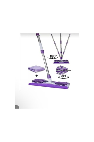 Mor 1 Adet Yedek Bez Hediyeli Yer Mopu Fayans Duvar Yüzey Temizlik Mikrofiber Mop