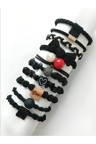 Mını Shop Msk Saç Lastikleri, 10'lu Set 206266481 Siyah