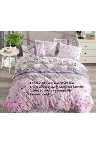 Ranforce Light Maria Lila Çift Kişilik Nevresim Takımı Pembe - Lila