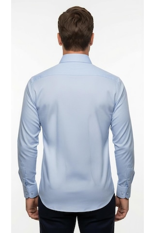 Plus Scorpion Erkek Beyaz Klasik Gömlek Slim Fit, Düz Model, Şık Ofis & Günlük Kombin Mavi
