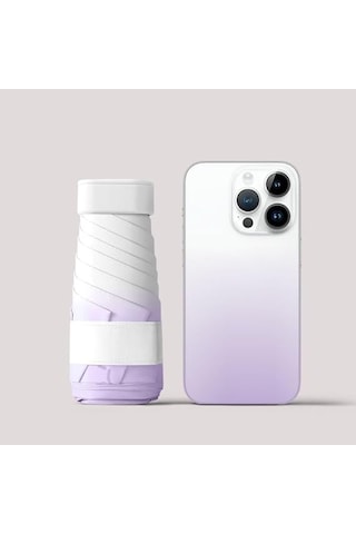 El Çantası İçin Mini Seyahat Şemsiyesi, Küçük Kompakt Uv Korumalı Güneş Şemsiyesi, Hafif Taşınabilir Şemsiye Rüzgar Geçirmez, Degrade Mor Diğer