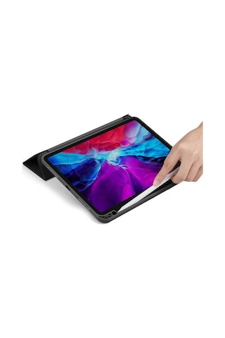 Apple Uyumlu iPad Pro 12.9 5. Nesil 2021 Kılıf Kalem Bölmeli Şeffaf Case