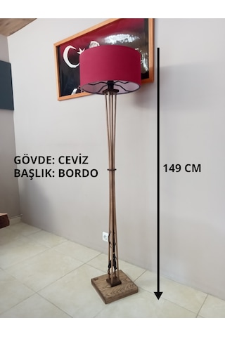 Ahşap Lambader Ve Köşe Lambası Bordo