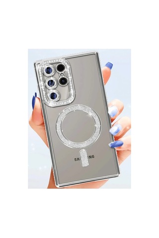 Samsung Galaxy S25 Ultra Uyumlu Kılıf Joke Simli Magneticsafe Kılıf - Derin Mor