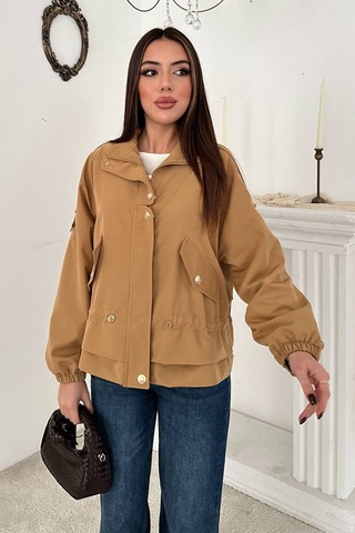 Alemdarshop Camel Çıtçıt Detaylı Ceket