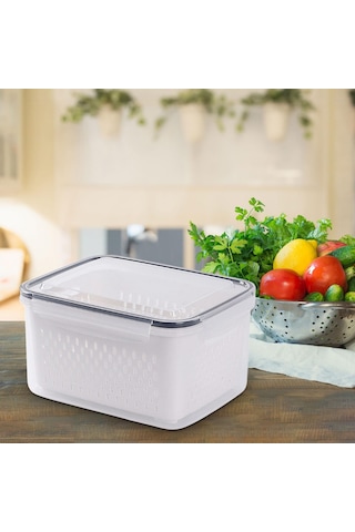 Suntek Magideal Buzdolabı Süzgeçli Saklama Kabı Beyaz