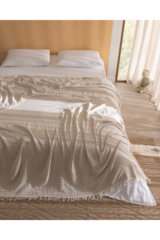 Madame Coco Cyan Tek Kişilik %100 Pamuk Yatak Örtüsü - Beyaz/bej 8684427353240 Çok Renkli
