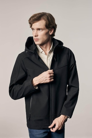 İmza Dik Yaka Çıkma Kapşonlu Slim Fit Casual Siyah Erkek Mont 1007255132 Siyah