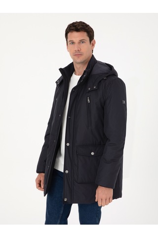 Cacharel Lacivert Regular Fit Kapüşonlu Mont