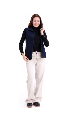 Monox Kadın Slim Fit Tam Fermuarlı Polar Yelek Lacivert