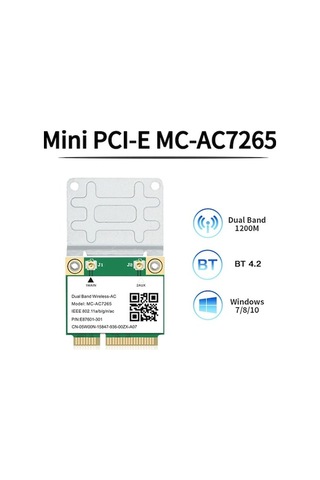 Ulzyvf Wifi Pcı-e Mini Mc-ac7265 Kartı Kablosuz Çift Bluetooth Bant 1200mbps Rq