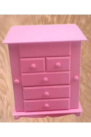 Hobi Takı Kutu Makyaj Şifonyer 90389 Model 9çekmece Parlak Pembe Ahşap Mdf Elyapım