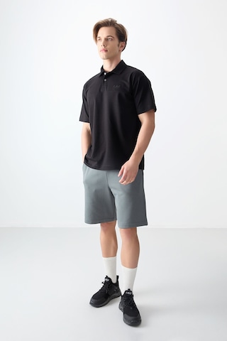 Air Jones Tommy Life Siyah Pamuklu Kalın Yumuşak Dokulu Polo Yaka Oversize Fit Basic Erkek T- Shirt - 88382 Siyah