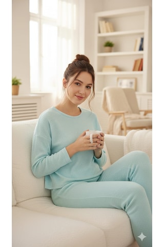Sude Kadın Pijama Takımı Açık Mavi